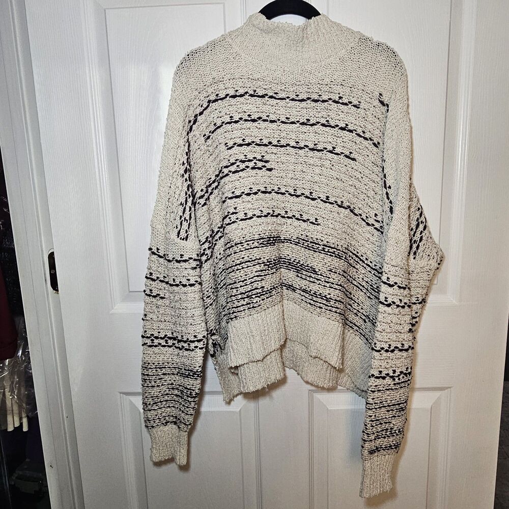 Knox Rose Cozy Oversized Black And Cream Sweater XXL